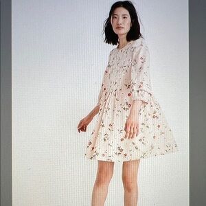 Madewell Pintuck Puff-Sleeve Mini Dress in Seaside Floral